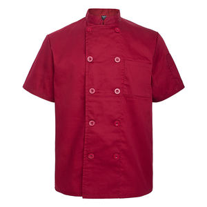 Veste de chef <span class=keywords><strong>à</strong></span> manches courtes personnalisée uniforme d'hôtel personnalisé avec manteau de chef brodé par transfert de chaleur - Product Image 6