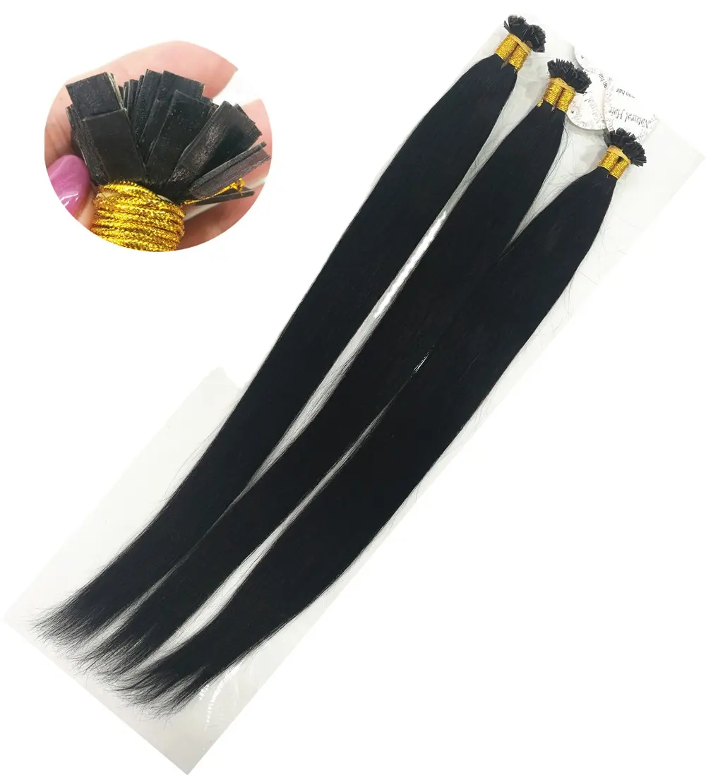 Super Lange Platte Tip 100% Human Hair 32Inch 100gr Zwart Pre-gebonden Haarverlenging