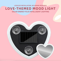 Nouvelle lumière néon LED solaire en forme de cœur, haute luminosité, adaptable à tous les véhicules, décoration intérieure lumineuse pour vitre arrière de voiture, sans câblage, ambiance lumineuse