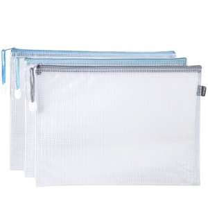 Deli Mesh Bag 63450 Transparent Zipper <b>A4</b> Size Storage Bag For Papers <b>Files</b> Office Student Use - Product Image 5
