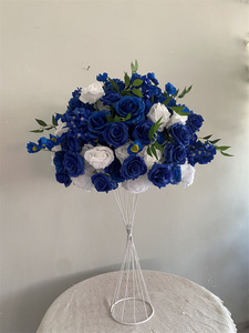 Nouvelle conception, centre de table de mariage <span class=keywords><strong>bleu</strong></span> royal et blanc, fleur artificielle en soie, boule de fleurs de rose <span class=keywords><strong>bleu</strong></span> royal de 60 cm pour la décoration d'événements - Product Image 5