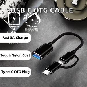 3A Fast Charging Micro <b>USB</b> to <b>USB</b>-<b>C</b> OTG Cable, 2-in-1 <b>Adapter</b> for Phone, Keyboard, Mouse & <b>USB</b> Drive - Product Image 2