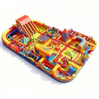 Parque de Obstáculos Inflable Comercial, Gran Parque de Diversiones Inflable de PVC, Ciudad de Diversión Inflable Gigante para Niños, Juegos en Equipo, Eventos y Fiestas