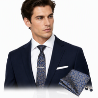 Ensemble 4 pièces personnalisable pour homme, motif cachemire, cravate nouée à la main, pochette de costume, boutons de manchette et broche de revers pour mariage et affaires
