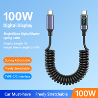 Kabel Data PD 100W 2026 Baru dengan Layar LED Digital, Tipe C Sudut Kanan/Lutut, Kabel Pengisian Cepat