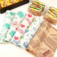 Kertas Pembungkus Sandwich Ramah Lingkungan, Biodegradable, Anti Minyak, Food Grade, Cetak Sesuai Pesanan untuk Sushi, Burger, Roti