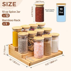 ชุดโหลแก้วเก็บเครื่องเทศ 12 ชิ้น ฝาปิดไม้ไผ่แบบเป็นมิตรกับสิ่งแวดล้อม สำหรับใช้ในบ้าน พร้อมฝาปิดสุญญากาศ - Product Image 2