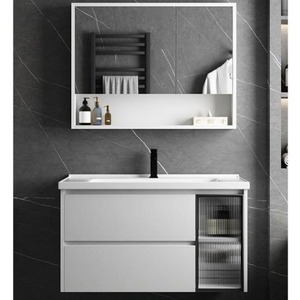 Mueble de Baño Estilo Nórdico CR Blanco con Encimera de Losa y Gabinete con Espejo - Product Image 5