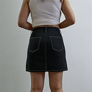 Jupes en denim noir pour femmes, mini jupes A-Line, jupe en jean courte décontractée d'été, mode streetwear tendance, vente en gros - Product Image 4