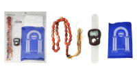Lot de 4 perles de prière musulmanes, tapis de prière, compteur numérique électronique, bonnet de prière, boîte à chapelet – Cadeau idéal pour le Ramadan