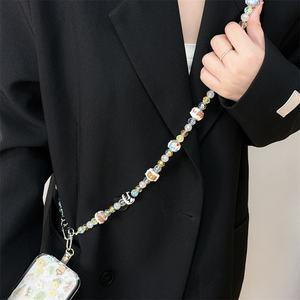Cadena de teléfono con cuentas de acrílico de cristal de diseño de lujo, cordón cruzado para teléfono móvil, regalo de dibujos animados, cuerda colgante para niña - Product Image 6