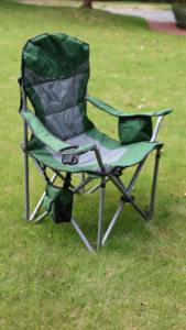 كرسي تخييم محمول من الفولاذ قابل للطي خارجي مبطن بالقطن 600D أوكسفورد بطبقة مزدوجة مع جيب جانبي - Product Image 2