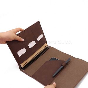 Foldable Travelers Notebook Cover <b>Refillable</b> Leather Journal Holder Card Slots Pocket <b>Pen</b> Holder - Product Image 2