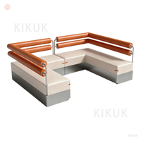 Ensemble table et chaises en acier inoxydable de style industriel pour restaurants de restauration rapide, salles à manger de barbecue, bistrots, écoles, hôtels modernes