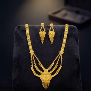 สร้อยคอทองเหลืองชุบทอง 14K 18K 24K แบบยาวสำหรับเจ้าสาว สไตล์ดูไบแบบดั้งเดิม ขายส่งเครื่องประดับทองคำโอโร จอยเอเรีย - Product Image 5