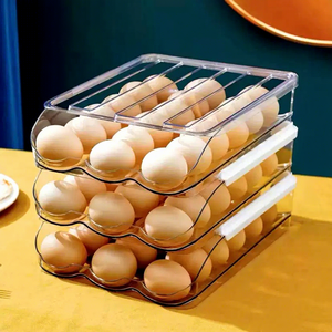 Rolling egg storage box for refrigerator, drawer style Automatic replacement flipping rolling egg box for <strong>kitchen</strong> <strong>tidying</strong> tool - Product Image 5