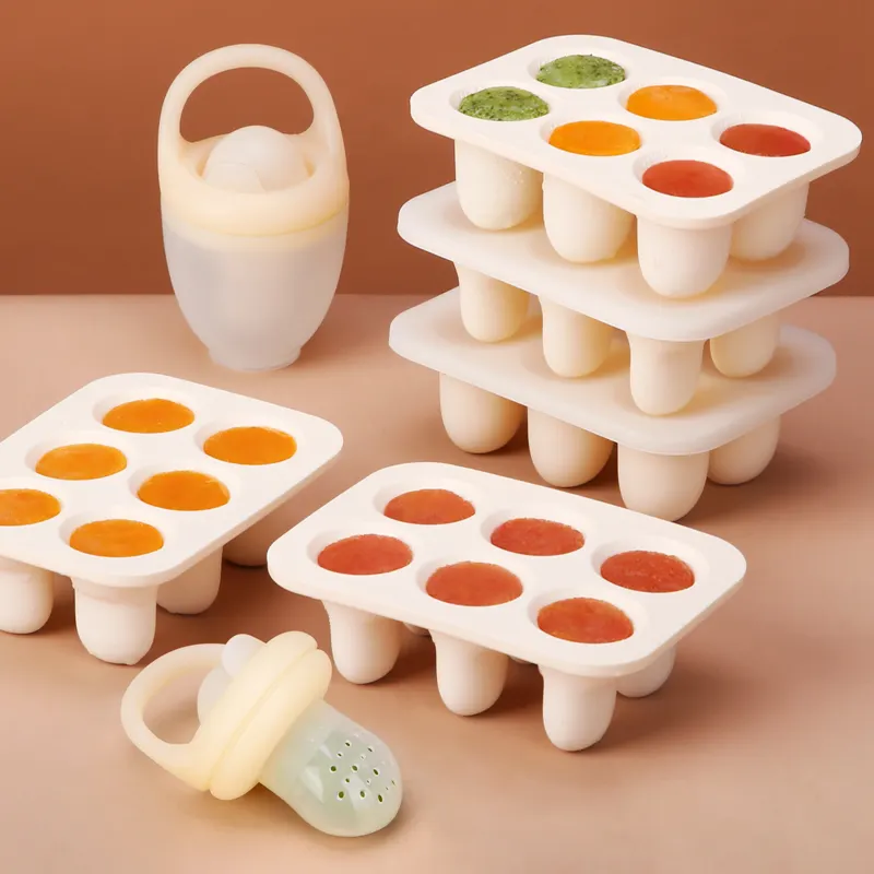 Nourriture pour bébé Fruits Alimentation Popsicle Moules Silicone Sucette Feeder Bac À Glaçons