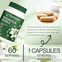 Complément alimentaire en capsules d'extrait de Rhodiola Rosea de marque privée Neewwon, qualité alimentaire, supplément à base de plantes et de vitamines