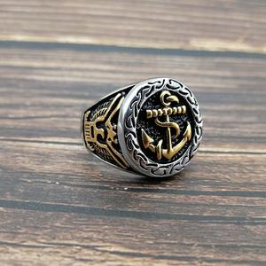 In acciaio inox anello dei monili in oro placcato USN di ancoraggio <span class=keywords><strong>aquila</strong></span> antico anello di 925 - Product Image 6