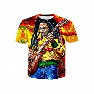 T-shirt décontracté à imprimé numérique Hip Hop, motif pop, musique, rock, Bob Marley, <span class=keywords><strong>grande</strong></span> taille, homme/femme, tissu tricoté 180g - Product Image 4