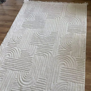 Alfombra de diseño abstracto Boho Cream Runner, alfombra suave nórdica peluda con antideslizante para dormitorio de guardería, Alfombra tejida - Product Image 3