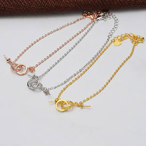 S925 <b>Silver</b> Double Pearl <b>Bracelet</b> Women's Handmade DIY Jewelry with Personalized <b>Rope</b> Empty Handband Accessories - Product Image 1