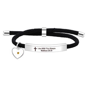 Pulsera con Citas Bíblicas Religiosas Uloveido, Regalo Cristiano de Aliento, Pulsera Grabada con Citas Bíblicas en Acero Inoxidable con Cuerda Negra - Product Image 1