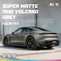 KUCAI 1.52*17m Film Vinyle Adhésif Super Mat Gris Volcan avec Support Super Brillant Métallique pour Carrosserie Automobile
