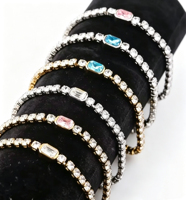 Bracelet en acier inoxydable plaqué or 18 carats avec chaîne tennis géométrique en zircon brillant de haute qualité pour femme, idéal pour un anniversaire (collection 2026)