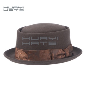 HUAYI SOMBROS Personalizado Invierno 100% Lana Fieltro Fedora Sombreros <span class=keywords><strong>Porkpie</strong></span> Sombreros para Hombres - Product Image 1