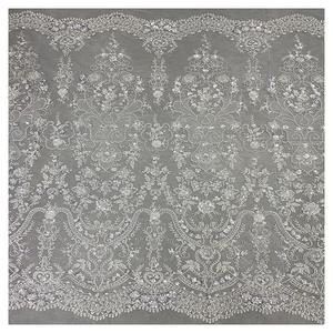 Magnifique et élégante robe de mariée perlée en dentelle paillettes de cristal brodées performance robe tissu - Product Image 1