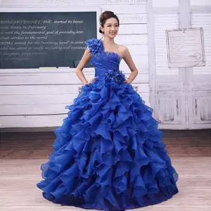 Quinceanera Dresses 2023 Sweet Flowers One-shoulder Crystal Luxury Ball Gown Lace Party Prom Formal Gown Plus Szie