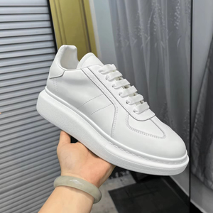 Alexander Unisex All-<b>White</b> Smooth Leather Low-Top Thick Mc. Platform Sneakers <b>Lace</b>-Up Casual Footwear for Street Style Queen - Product Image 1