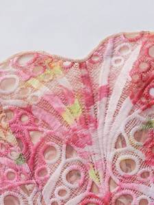 Ensemble deux pièces pour femmes Viviblook Z0105ST01, corset à armatures brodé, haut sans bretelles, mini-jupe sexy à fleurs roses, ensemble grande taille - Product Image 6