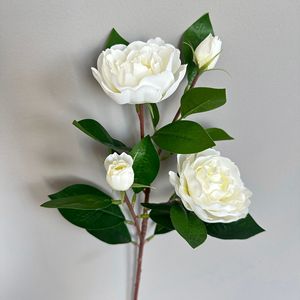 Bouquet de Gardenias Artificiels Meng Jie, Fleurs en Soie PVC Blanches pour Décoration Intérieure et Arrangements Floraux - Product Image 4