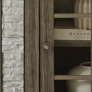 Meuble TV moderne de 70 pouces avec rangement à 2 portes, console multimédia en faux pierre, grand centre de divertissement gris - Product Image 5