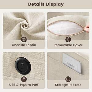 Sofá Seccional en Forma de L de 99 Pulgadas con Almacenamiento, Sofá con Chaise Longue Reversible, Carga USB Tipo C, Fundas de Cojín Extraíbles - Product Image 5