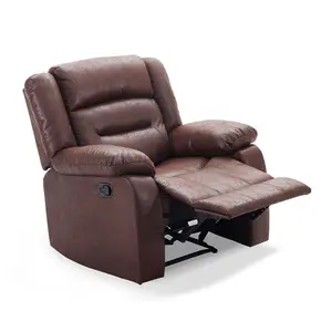 棕色PU皮革加热按摩电动躺椅符合人体工程学的休息室，带8个振动点