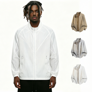Veste zippée légère anti-UV UPF50+ pour homme, couleur unie, col montant, manches longues, polyester, vêtements de sport d'extérieur - Product Image 1