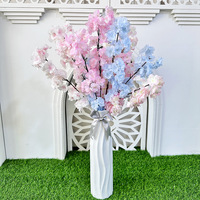 Rangkaian bunga meja pernikahan 90cm, bunga sakura buatan merah muda putih untuk dekorasi dalam ruangan