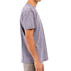 Hot Selling Vintage Acid Washed Regular Fit Men's T-Shirt 100% Cotton 250g Streetwear Cropped Drop Shoulder Quick Dry - Product Image 2