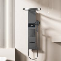 Nouvelle Mitigeuse de Douche Murale en Céramique à Double Poignée, Pommeau de Douche Pluie Gris Anthracite Brossé, Ensemble de Douche Cascade Moderne