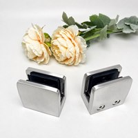 Pince à verre carrée en acier inoxydable brossé pour balustrade, système de garde-corps de balcon