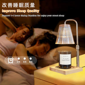 Brûleur d'huile doré champagne, support de lampe chauffe-cire en céramique pour aromathérapie, avec minuterie - Product Image 4