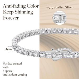 5MM 4MM 3MM <b>Sterling</b> <b>925</b> <b>Silver</b> Children's Iced Zircon Jewelry 14K 18K White Gold Plated Tennis <b>Bracelet</b> - Product Image 3