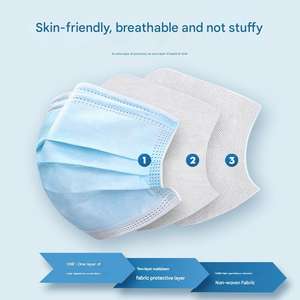 Masque facial jetable respirant 3 plis, lot de 10 pièces, en tissu non tissé Meltblown, respectueux des oreilles, anti-poussière, protection quotidienne, usage civil - Product Image 2