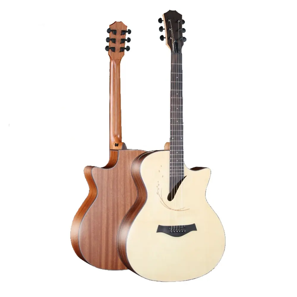40 Inch Handmade Engleman Spruce Sapele Folk Guitar Acoustic Guitar Wholesale OEM ODM