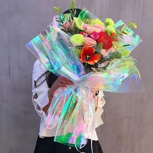 Papel de celofán Multicolor para envolver Flores, transparente, impermeable, colorido