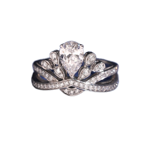 18K <b>Solid</b> Gold <b>Silver</b> Lab Grown Diamond Engagement Ring 0.5ct 1ct 2ct IGI Certified Pear Cut Classic Gold Plated Unisex Jewelry - Product Image 1