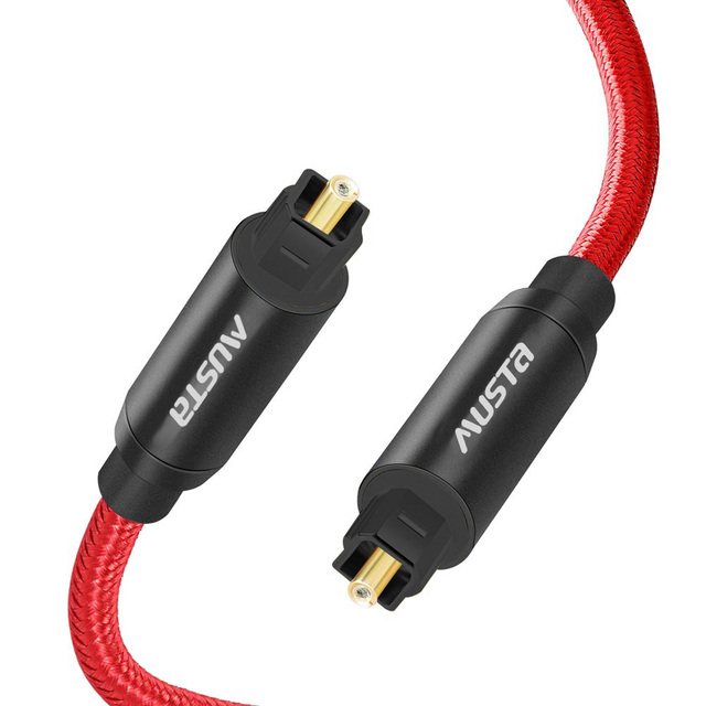 Hot Selling Gold Plated Optical Toslink Cable Zinc Alloy Metallic Fiber Optic Male to Male Toslink Audio Video Cable